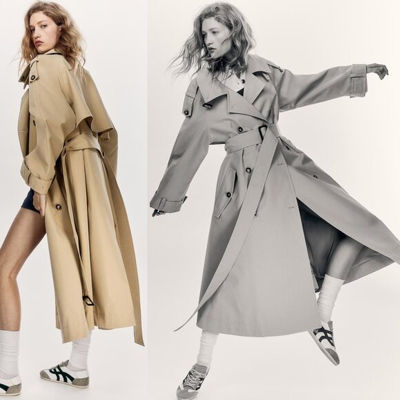 NWT H&M A-Line Trench Coat XS Beige - Picture 3 of 3